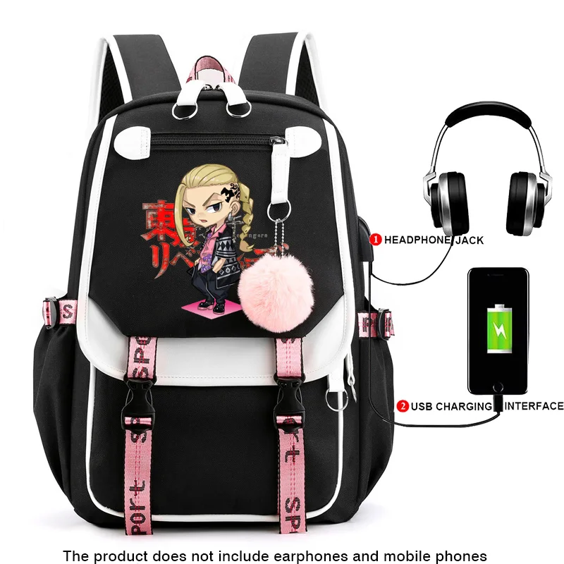 

Женские школьные рюкзаки с принтом аниме и защитой от кражи, водонепроницаемый рюкзак с USB-зарядкой, школьные ранцы для девочек-подростков, ...