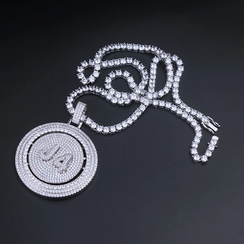 Персональный изготовленный на заказ ледяной прядильный кулон с цепочкой tenins