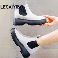 platform pumps women genuine leather round toe platform wedge ankle boots high heels creepers oxfords shoe 34 35 36 37 38 39