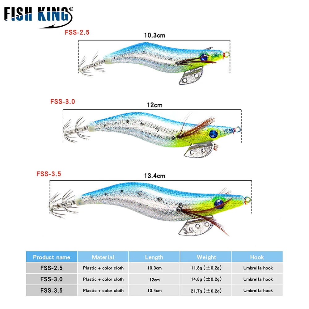 

FISH KING 1PCS Size 3g Luminous Jigs Lure Fishing Shrimp Plastic Noctilucent Shrimp Artificial Earthworm Squid Bait