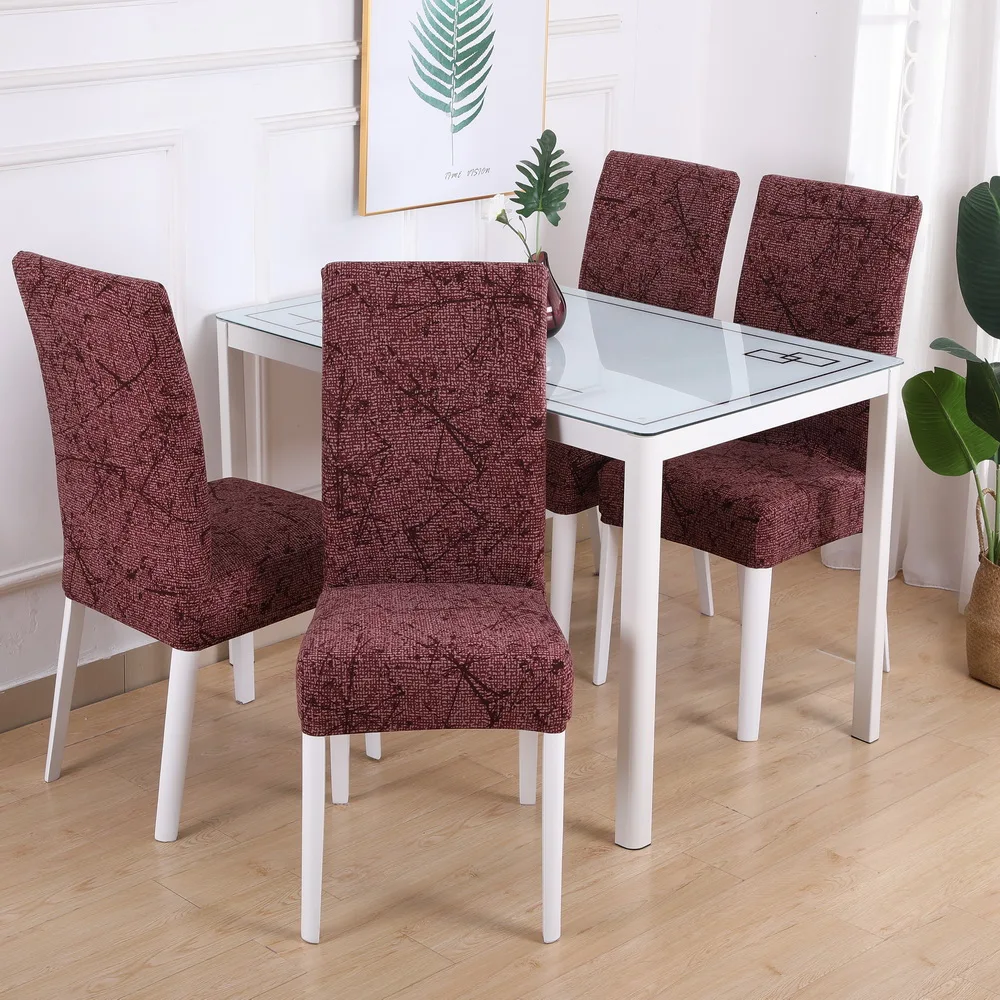 Black Flower Printed Chair Cover Big Elastic Kitchen Slipcover Removable Anti-dirty Seat Cover for Banquet Hotel Wedding Decos