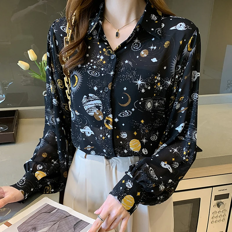 

Рубашка женская шифоновая с цветочным принтом, весна 2022