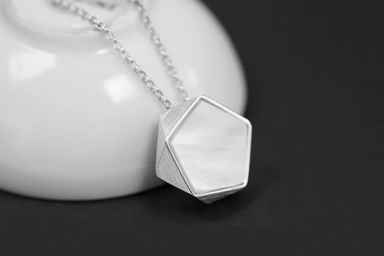 INATURE, 925 пробы, серебряная, белая оболочка, модные геометрические многоугольные подвески, ожерелья для женщин, ювелирные изделия, аксессуары