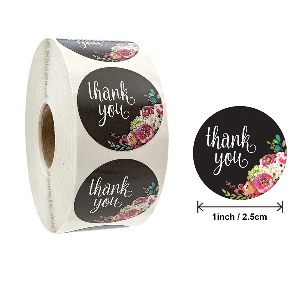 

500pcs Floral Thank You Sticker DIY Handmade Packaging Labels Party Wedding Gift Tags Envelope Sealing Decorative Stickers Gifts