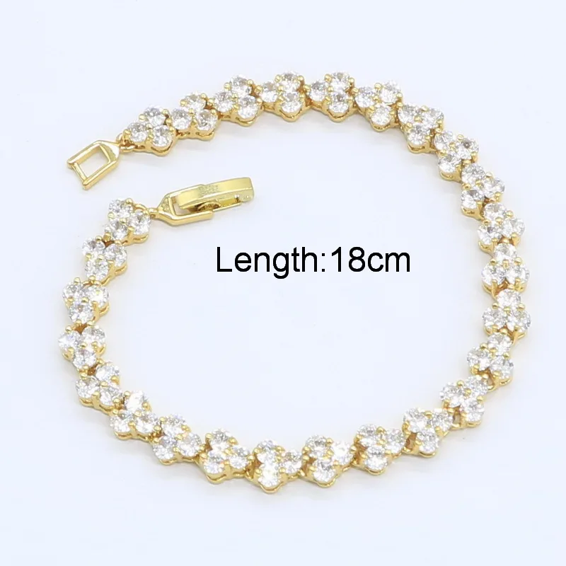 Новый набор украшений для женщин из белого циркония золотого цвета с браслетом