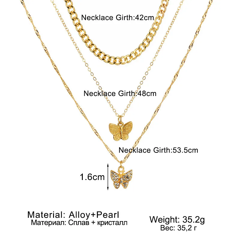 

KINFOLK Gold Chain Butterfly Pendant Choker Necklace Women Statement Collares Bohemian Jewelry Gift Jewelry Party 2020