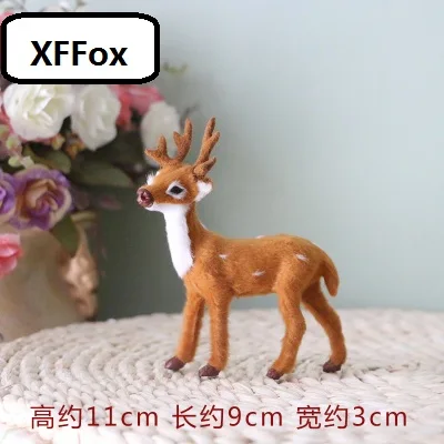 

mini simulation deer model plastic&furs sika deer doll home decoration gift about 11x3x9cm xf2271