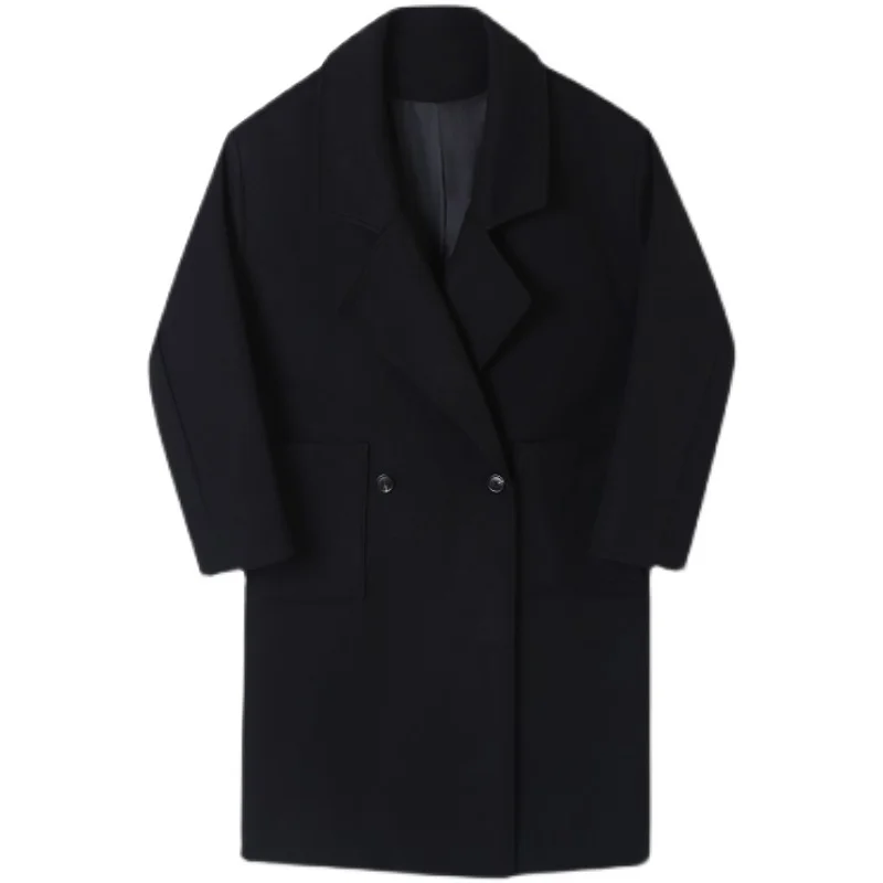 Мужская одежда средней длины двубортная Женская новое корейское свободное