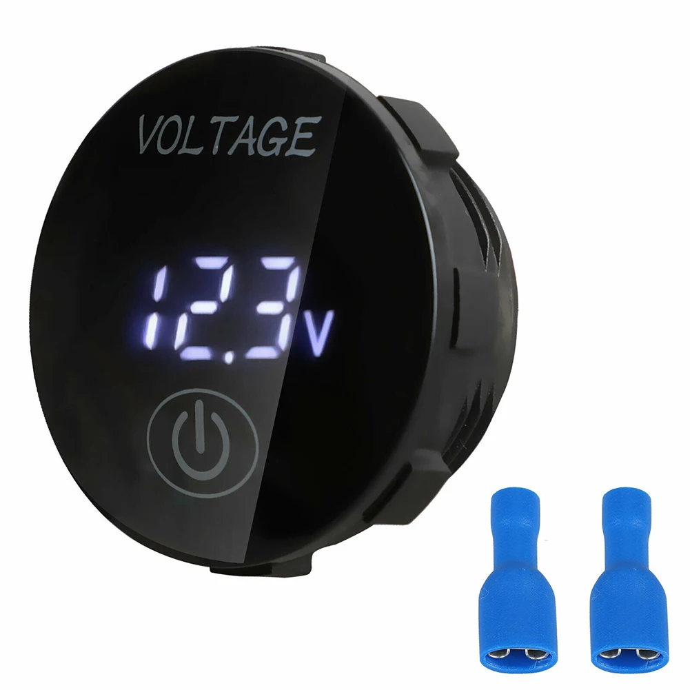 

LED Voltmeter Marine Car ON OFF Plastic 12V-24V 37x17mm Battery Fuel Black