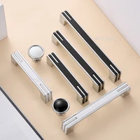 closet dresser pull square cupboard kitchen knob nordic style silver black zinc alloy cabinet drawer hardware handle