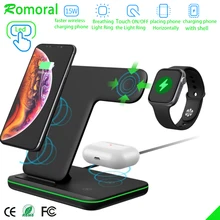 15W Fast Qi Wireless Charger Stand For Samsung S10 S9 iPhone 11 XS XR X 8 10W 3 in 1 Charging Dock for Apple Watch 5 4 3 Airpods