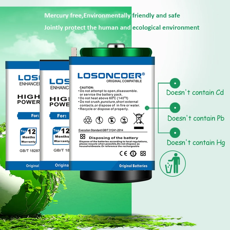 Высококачественный аккумулятор LOSONCOER HG40 3600 мАч для телефона Motorola Moto G5 Plus XT1685 XT1687