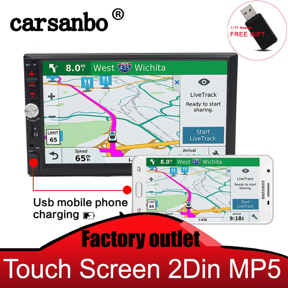 Мультимедийный плеер Carsanbo автомагнитола 2 din с сенсорным экраном 7 дюймов MP5 Bluetooth