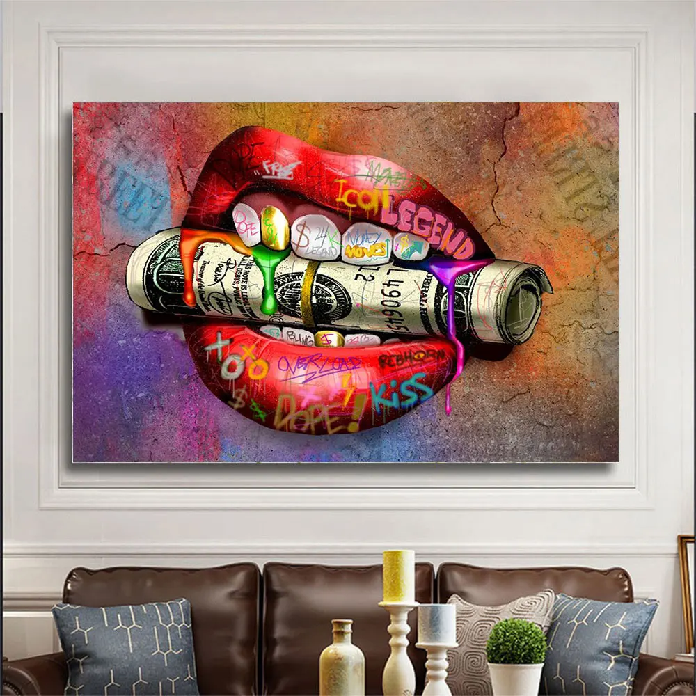 

Canvas Painting Always Hungry Lips Pop Art Poster Print On Canvas Modern Wall Art Picture Poster For Living Room Home Decoration