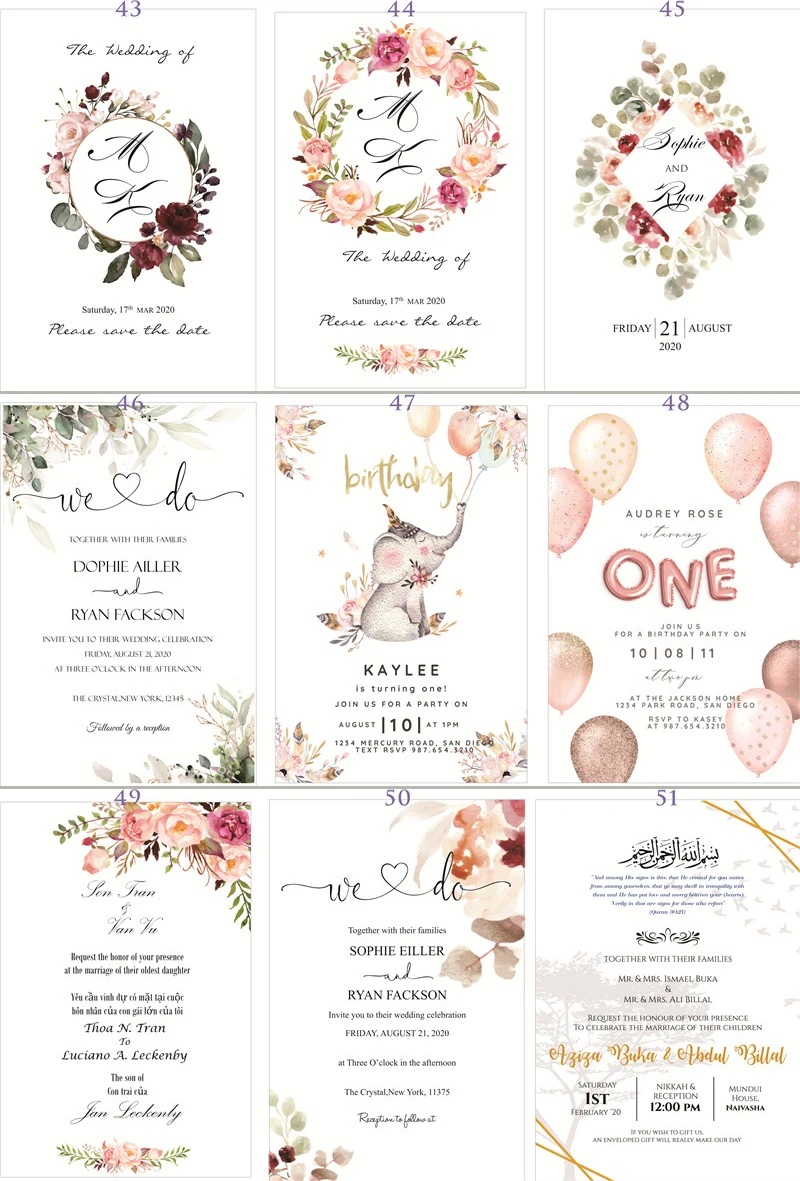 50 шт. прозрачный конверт с цветочным принтом для свадебных приглашений | Дом и сад