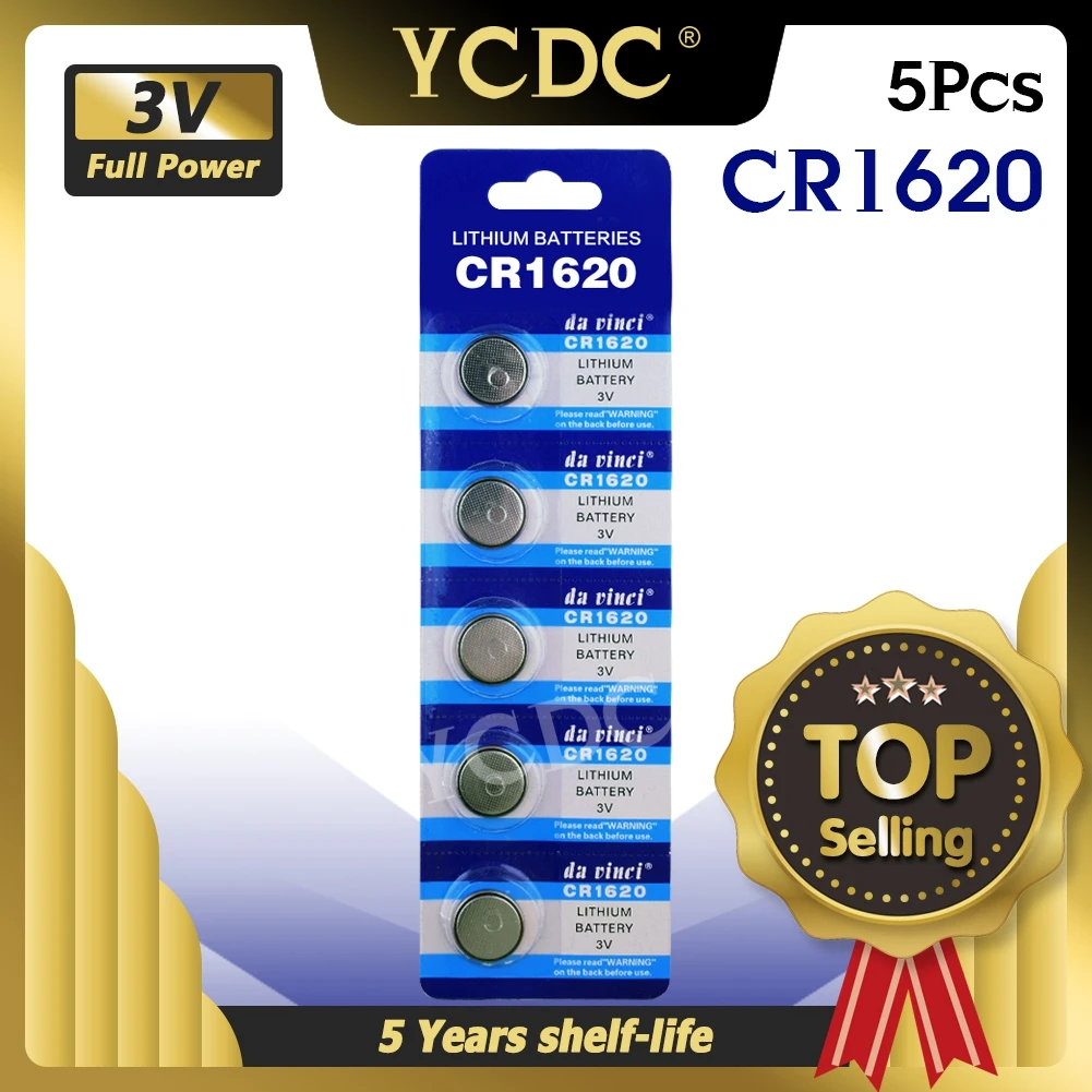 

5pcs/pack 3V CR 1620 CR1620 Button Batteries ECR1620 DL1620 5009LC Cell Coin Lithium Battery For Watch Electronic Toy Remote