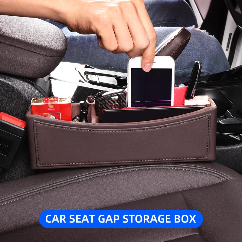 

2pcs Car Seat Gap Storage Box Car Phone Holder PU Car Seat Organizer For BMW F10 F20 F45 E90 E46 G20 G30 G38 M5 Z4 M3