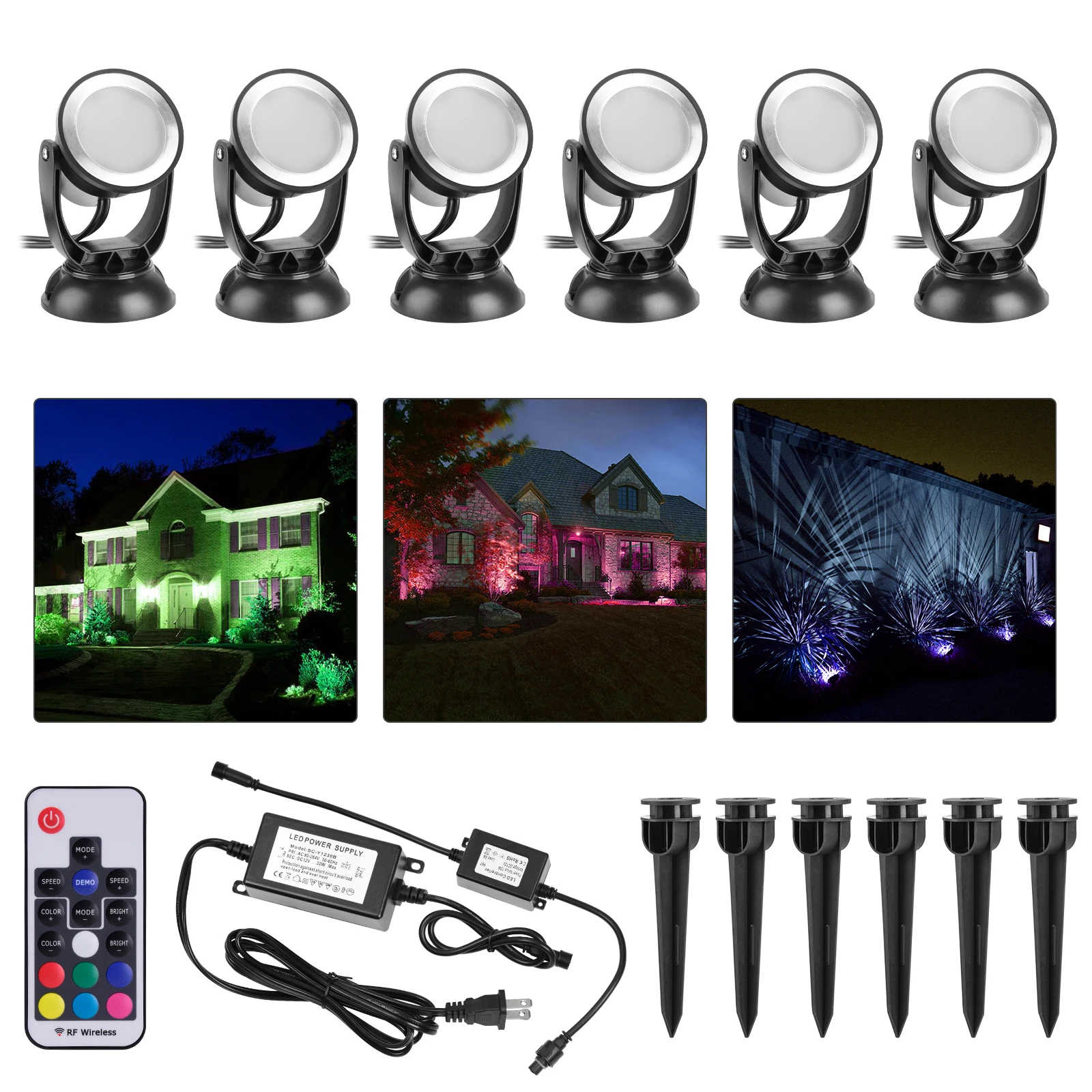 DC12V Low Voltage LED Outdoor Lights Lawn Landscape Lamp IP67 Waterproof Outdoor Garden Decoration RGB Colorful Lighting 10pcs