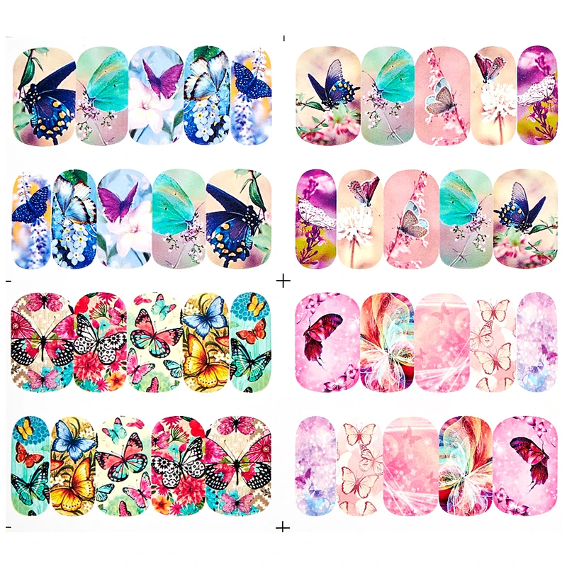 Набор наклеек для дизайна ногтей с четырьмя лилиями смешанные цвета цветочные