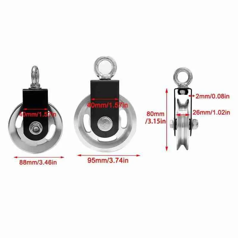 

88/95mm Fitness Pulley Bearing Lifting Pulley Silent U Shape Hanging Wheel Fitness Strength Training Accessories Heavy Duty