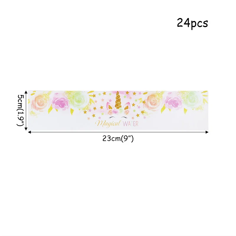 24 шт. наклейки на бутылку воды с единорогом днем рождения вечерние для детской
