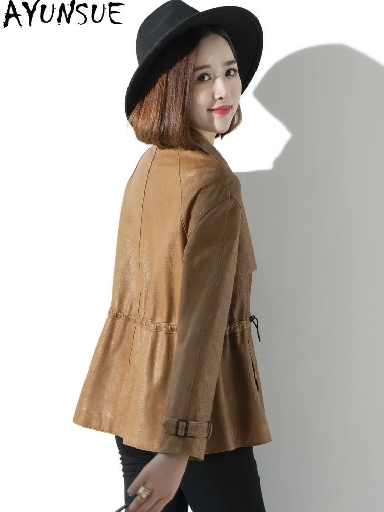 

Куртка женская из натуральной кожи, весна 100%, пальто из овчины, женские повседневные корейские пальто и куртки, Chaqueta Cuero Mujer