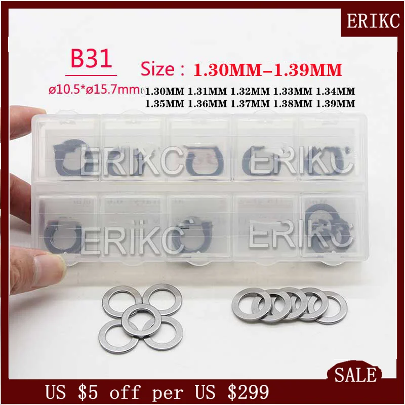 

ERIKC B31 SIZE 1.30 MM-1.39MM Nozzle Adjusting Washers 1.30MM 1.31MM 1.32MM 1.33MM 1.34MM 1.35MM 1.36MM 1.37MM 30 PCS /Box