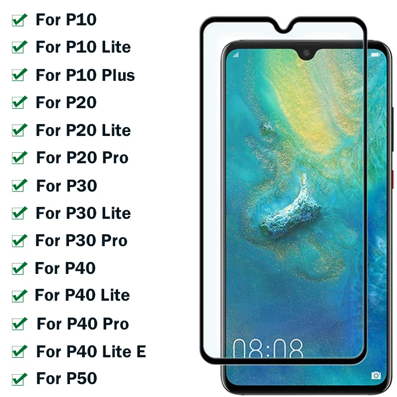 

Защитное стекло 20D для Huawei P10 P20 P30 P40 Lite P50, закаленное стекло для Huawei Mate 20 30 40 Lite Pro, защита экрана