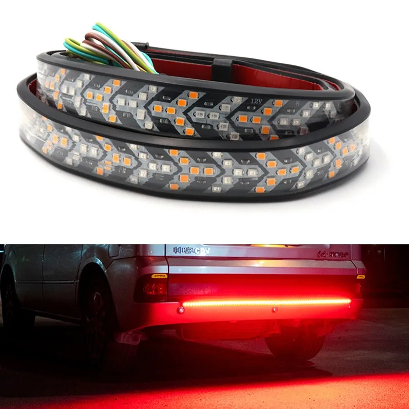 

60Inch Truck Tailgate LED Strip Light Bar Triple Row 4-Function With Brake Turn Signal For Jeep Pickup SUV Dodge