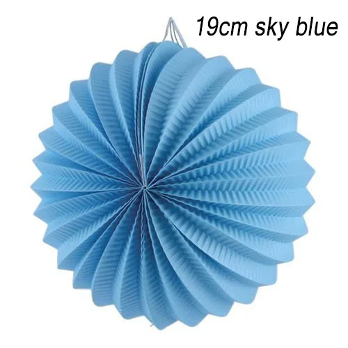 19cm sky blue 19 см плиссе в гармошку бумажный фонарь s арбуз Фонарь Свадебная вечеринка День рождения Свадебные украшения украшение для домашнего события - Цвет: 19cm sky blue