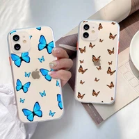 cute butterfly phone case for iphone x xr xs 7 8 plus 11 12 13 pro max 13mini translucent matte shockproof case