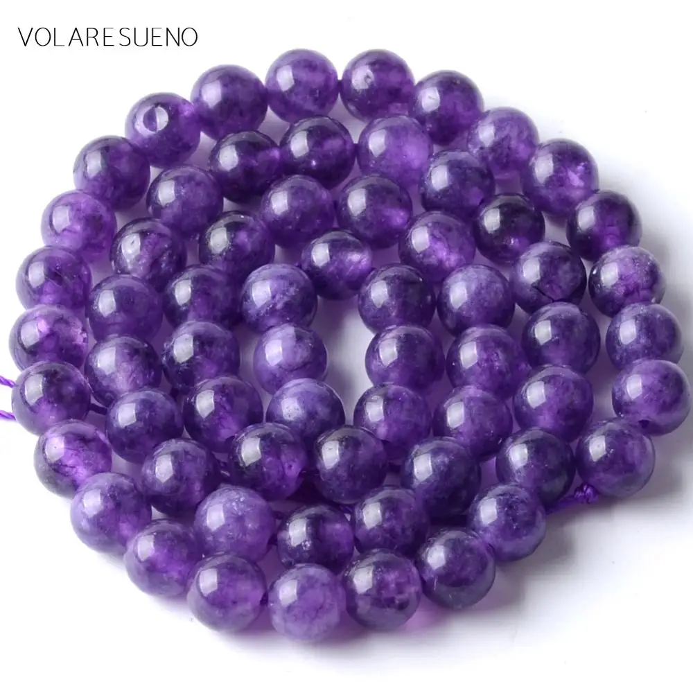 

Amethysts Stone Natural Stone Purple Jades Round Beads For Jewelry Making 6/8/10mm Spacer Loose Beads Diy Bracelets Necklace 15"