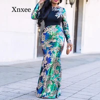 vintage green long sleeve mermaid sequins dress sparkly elegant shiny party evening african long dresses for women