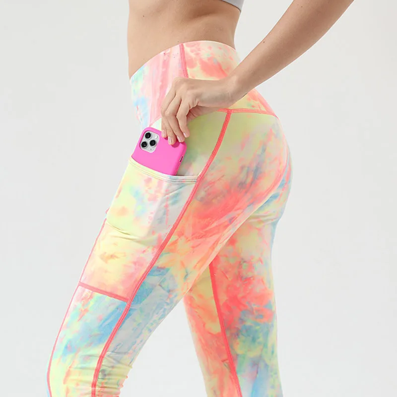 

Леггинсы женские с принтом Tie Dye, облегающие высокоэластичные пикантные лоскутные леггинсы для фитнеса с завышенной талией