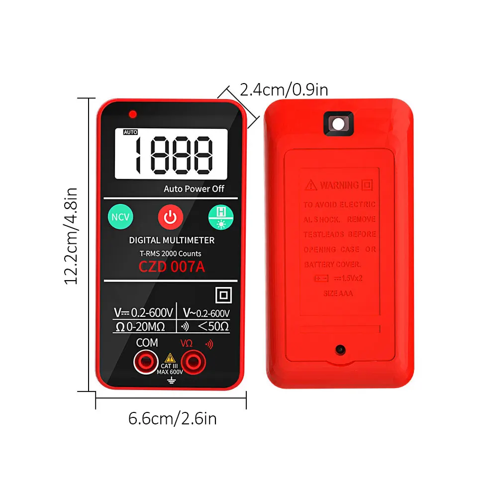 

Digital Multimeter CZD007A Multifunctional NCV Non Contact Auto-Ranging Multimeter AC And DC Voltage Battery Measurement