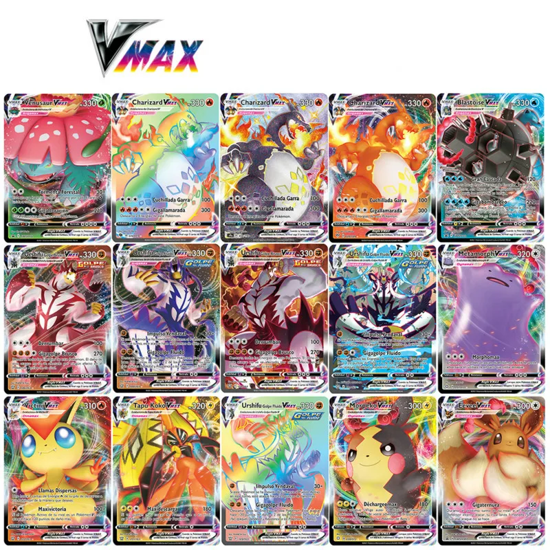 Vmax-Juego de cartas de Pokemon franc&eacute;s brillante, Sword & Shield, estilos de batalla, juguetes de colecci&oacute;n de dibujos animados para ni&ntilde;os, 2021, 100-0
