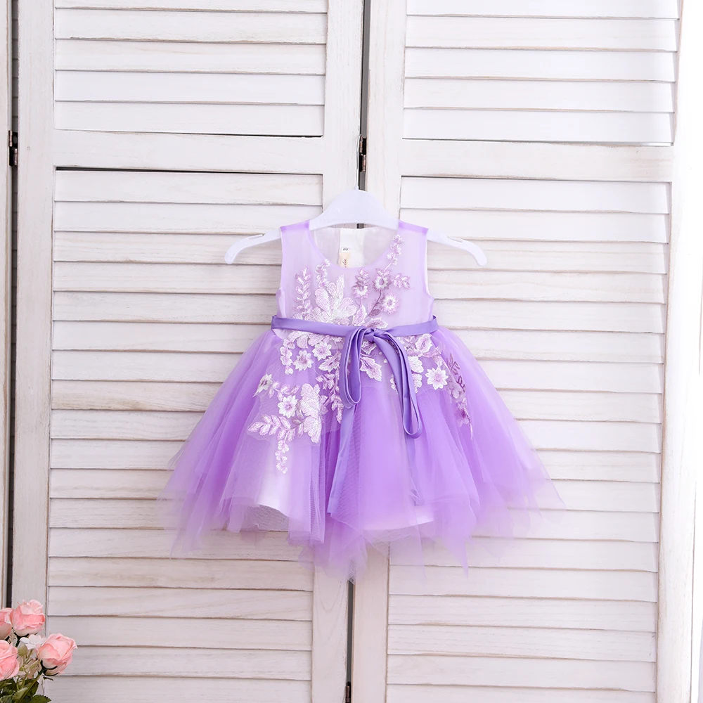 

Outong 2021 Baby Girl Party Dresses Wasit Appliques Lace Ball Gown Frocks New Kids Dress Flower Girls For Wedding & Holiday