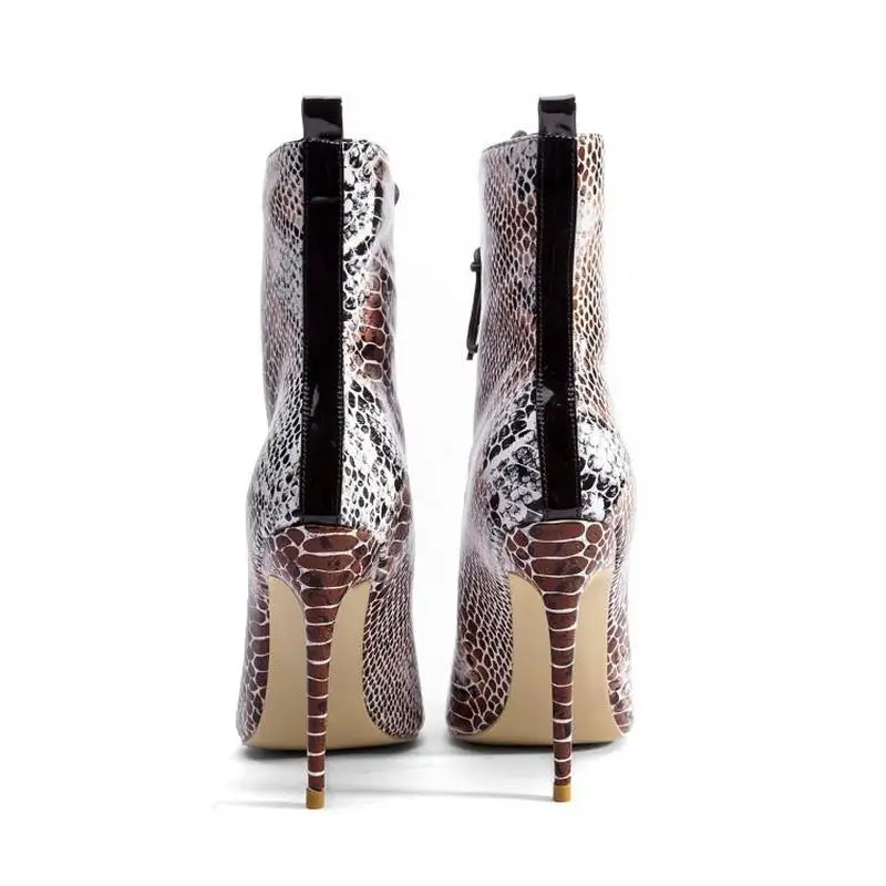 Женские босоножки на высоком каблуке 12 см сандалии с текстурой змеиной кожи