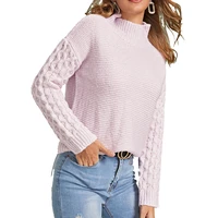 hot selling pink pullover sweater 2020 autumn and winter half neck solid color simple sweater everyday casual sweater