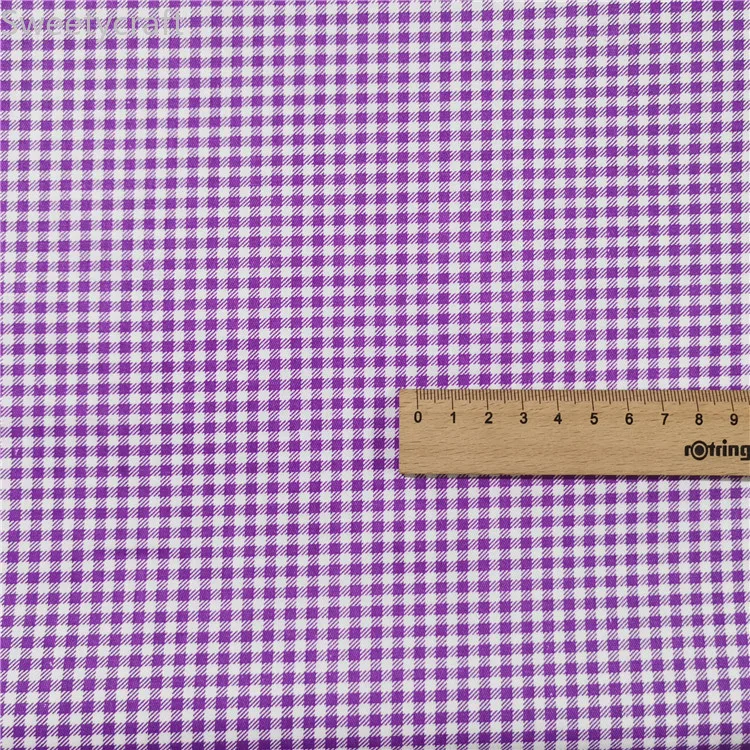 Фиолетовую клетку с принтом листьев Хлопок твил ткань по полметра DIY работа шитье