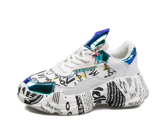 Кроссовки женские на платформе толстая подошва круглый носок повседневная обувь