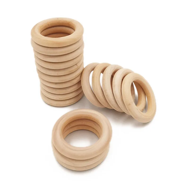 

20pcs 35mm 1.37" Wooden Baby Teething Rings Infant Teether Toy DIY Accessories for 3-12 Month Infants Tooth Care Products