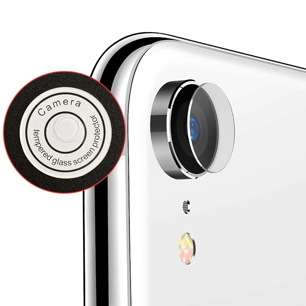 Camera Lens Glass Камера металлическое кольцо Стекло протектор для iphone XR закаленные линзы пленка+ задняя крышка чехол Защита экрана для iphone XR аксессуары - Цвет: Camera Lens Glass