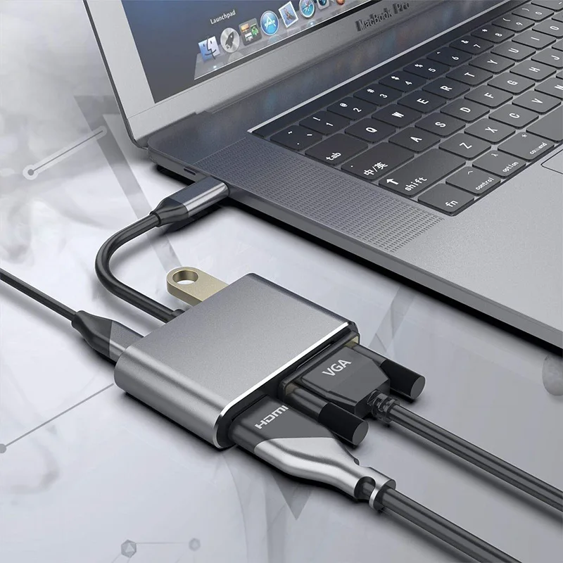 USB C концентратор тип c к HDMI VGA 4 к 30 Гц кабель адаптер USB3.0 HDMI конвертер с QC 3,0 87 Вт PD Зарядка для xiaomi huawei ноутбук