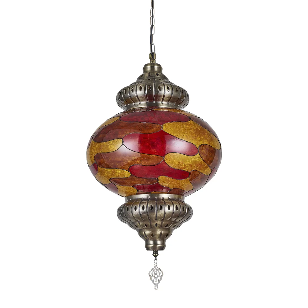 Candelabro Vintage turco E27, lámpara de cristal hecha a mano colorida, suspensión Industrial, 1/7 cabezas, para sala de estar