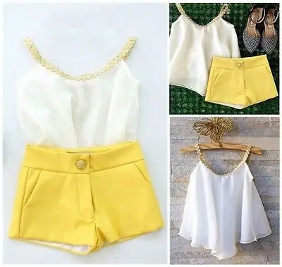

New Summer Girl Chiffon Tops Kids Shirt Toddler Shorts Girls Outfits Set Clothes