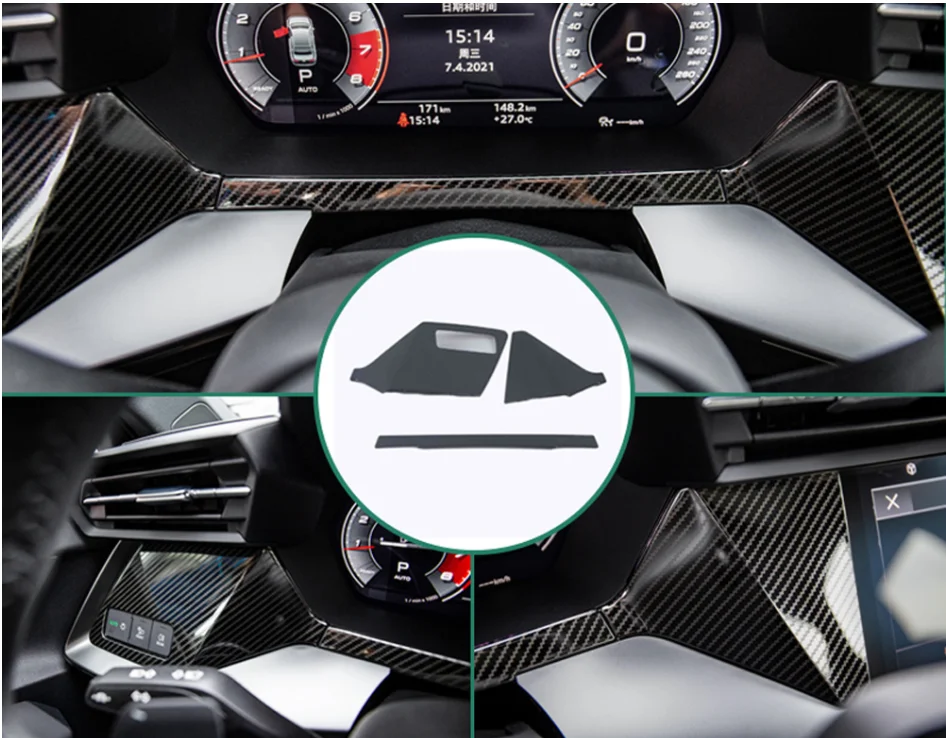 

For Audi A3 8Y 2020 2021 2022 Stainless Steel Car Dashboard Trim Console Panel Molding Cover Car Styling Car Accessories LHD
