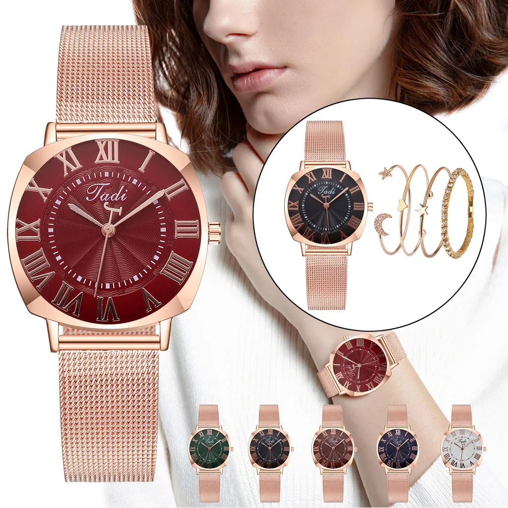 

Ladies Watch Luxury Brand Diamond Starry Quartz Wristwatches Crystal Magnetic Steel Mesh Bracelet Set Gift Womens Montre Femme*M
