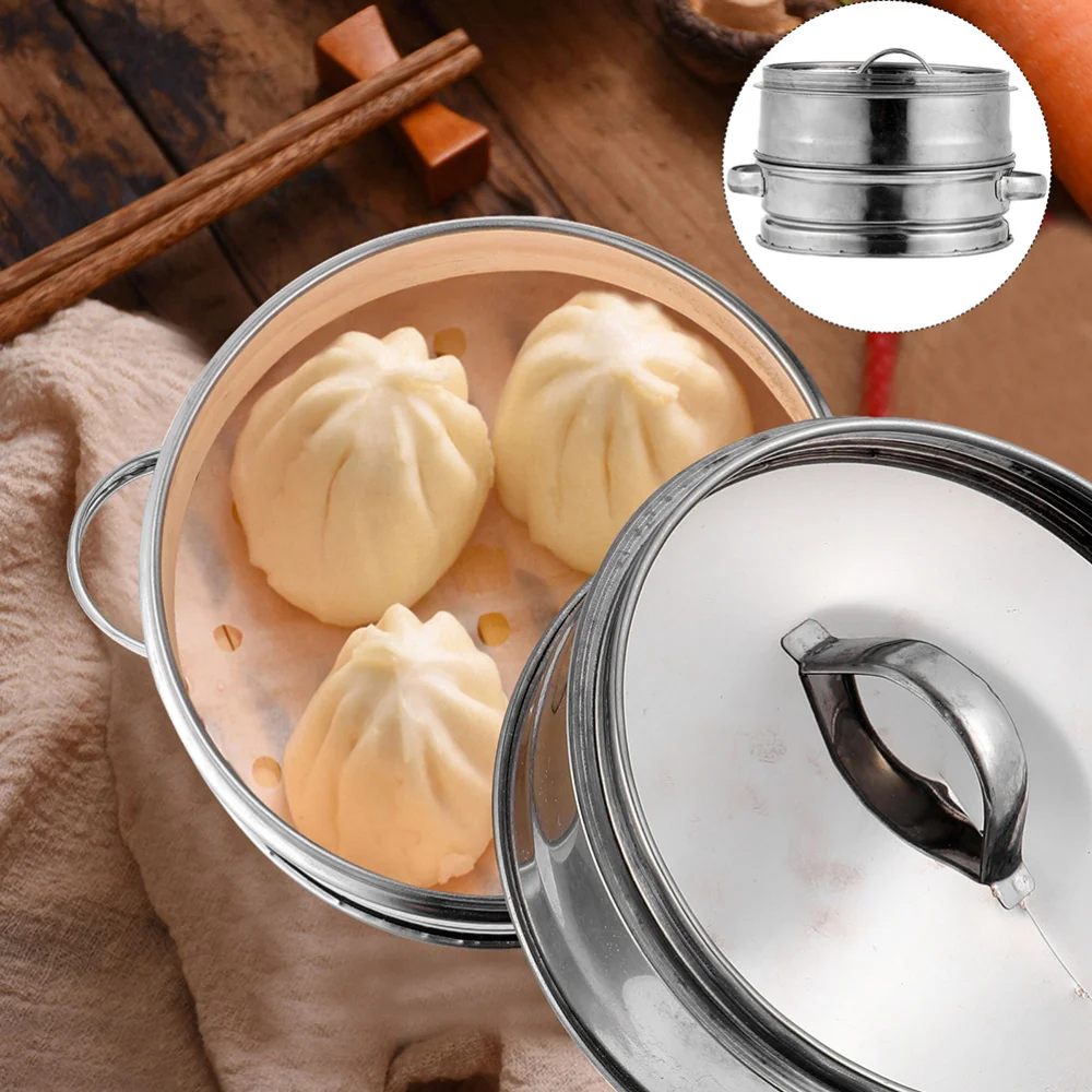 

1 Set Stainless Steel Steaming Basket Multifunctional Food Steamer with Lid