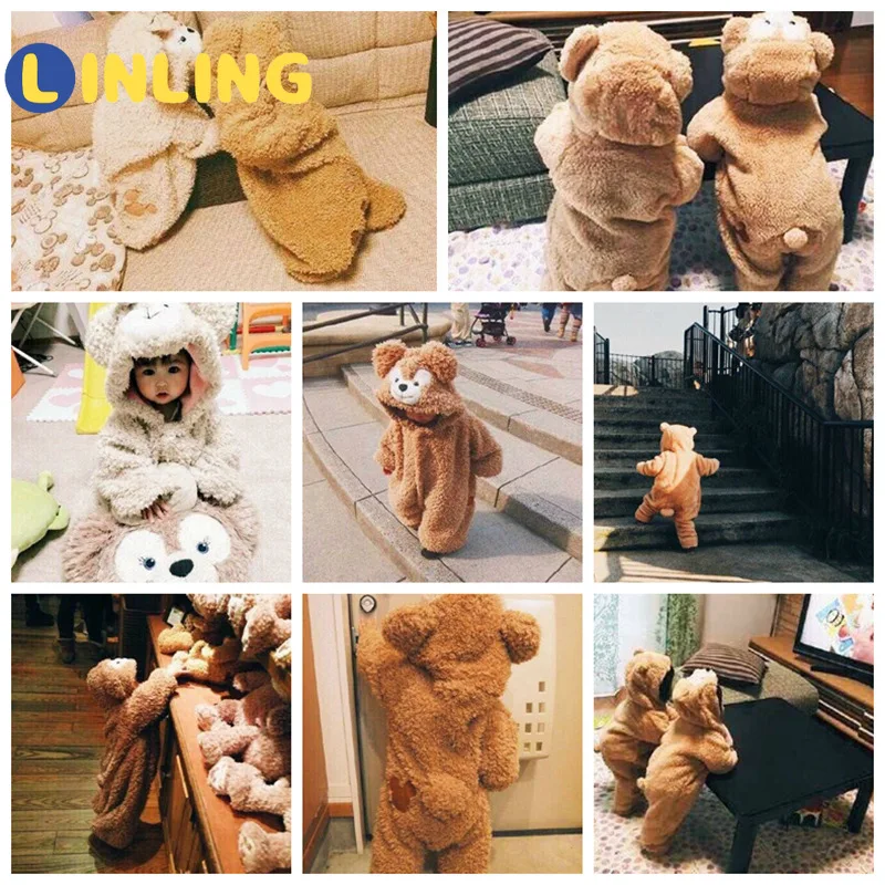 

LINLING Explosive Baby Duffy Bear One-piece 2021 New Children's Autumn and Winter Baby Romper Climbing Clothes V722
